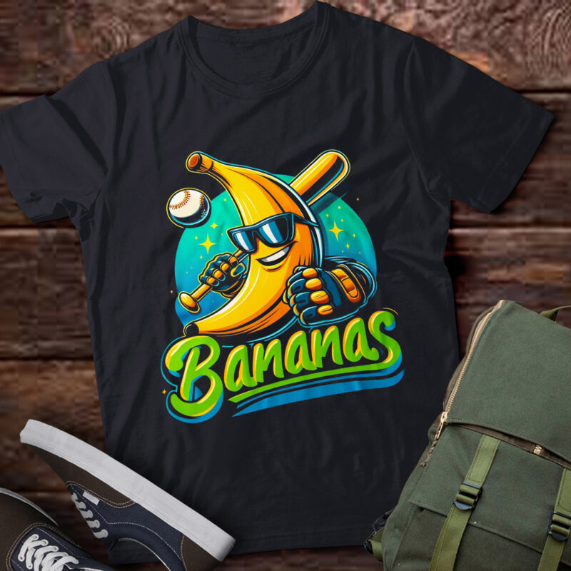 M398 Let’s Go Bananas Funny Banana Playing Baseball