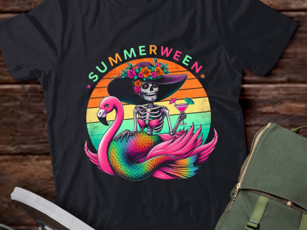 M419 mermaid skeleton flamingo summer halloween t shirt designs for sale