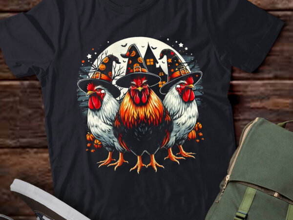 M423 retro house chickens witch halloween spooky autumn t shirt designs for sale