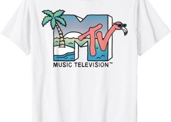 MTV Beach Island Flamingo Logo Vintage Graphic T-Shirt T-Shirt