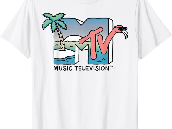 Mtv beach island flamingo logo vintage graphic t-shirt t-shirt