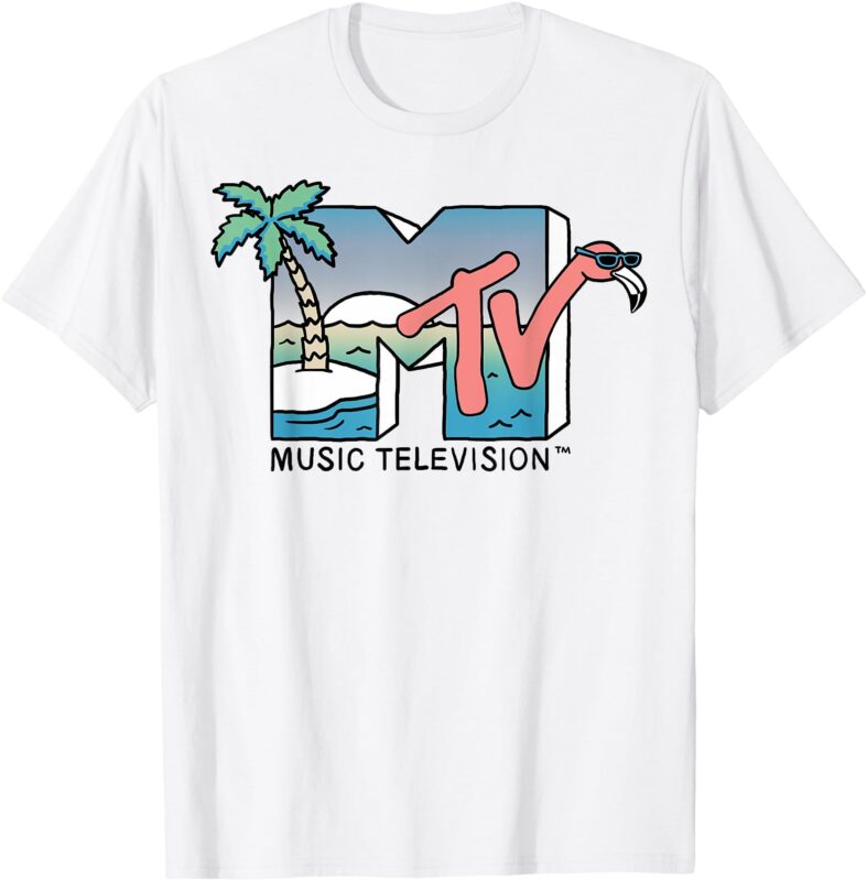 MTV Beach Island Flamingo Logo Vintage Graphic T-Shirt T-Shirt