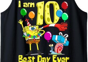 Mademark x SpongeBob SquarePants – SpongeBob I am 10 Years Old Birthday Party Tank Top t shirt designs for sale