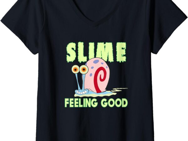 Mademark x spongebob squarepants – womens gary the snail – slime feeling good v-neck t-shirt