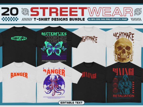 Streetwear t-shirt design bundle