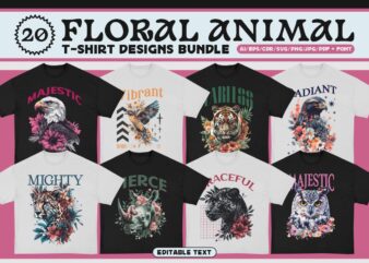 Floral Animal T-shirt Design Bundle