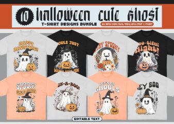 Halloween Cute Ghost T-shirt Design Bundle