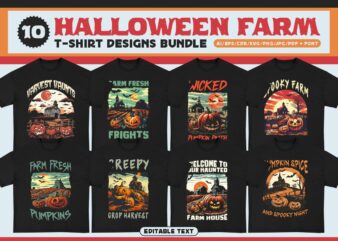 Halloween Farm T-shirt Design Bundle