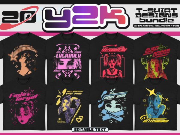 Y2k t-shirt design bundle