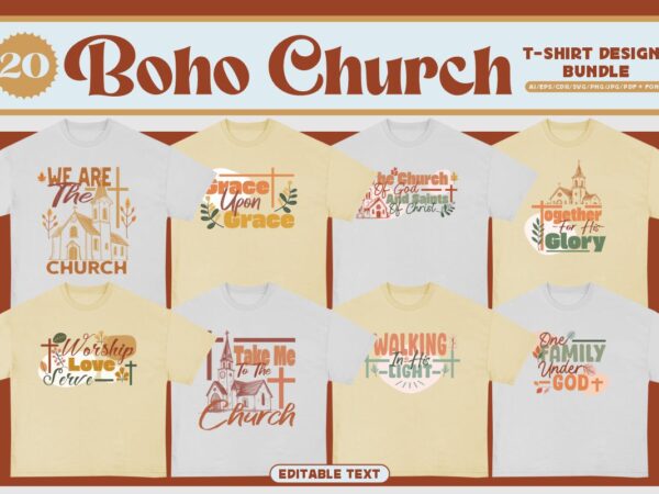 Boho church t-shirt design bundle