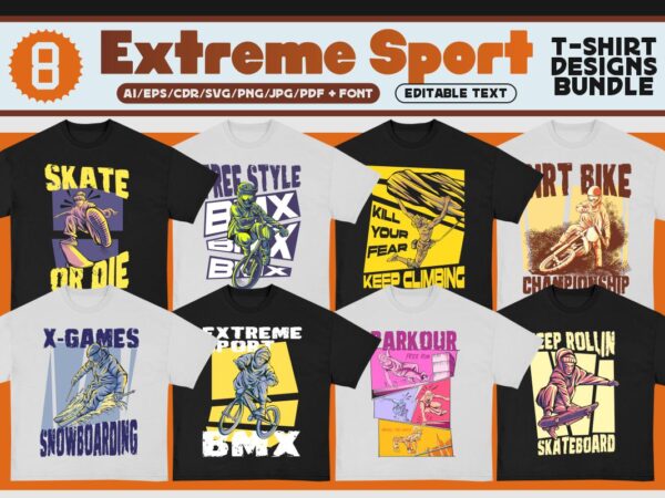 Extreme sport t-shirt design bundle