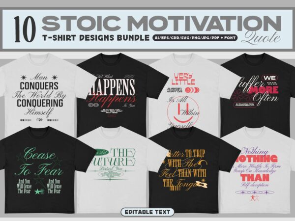 Stoic motivation t-shirt design bundle