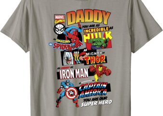 Marvel Avengers Father’s Day Retro Comic Graphic Short Sleeve T-Shirt