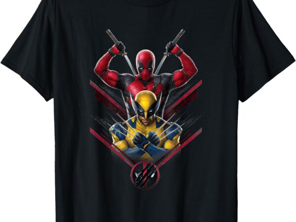 Marvel studios deadpool & wolverine with claw-slashed logo t-shirt