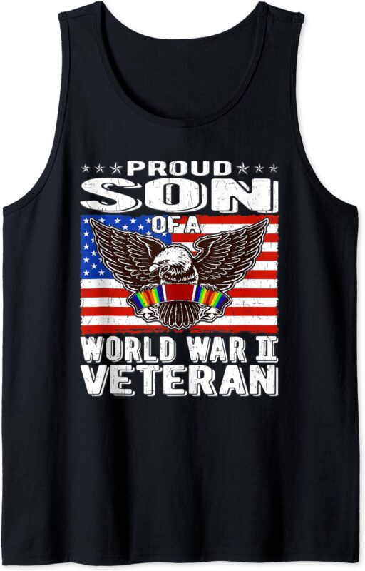 Mens Proud Son Of A World War 2 Veteran Patriotic WW2 Family Gift Tank Top