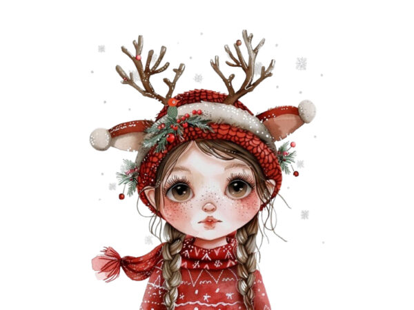 Merry christmas doll animal clipart t shirt designs for sale