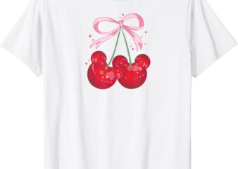 Mouse Ears Cherry Bow Coquette Womens Princess Theme Park T-Shirt