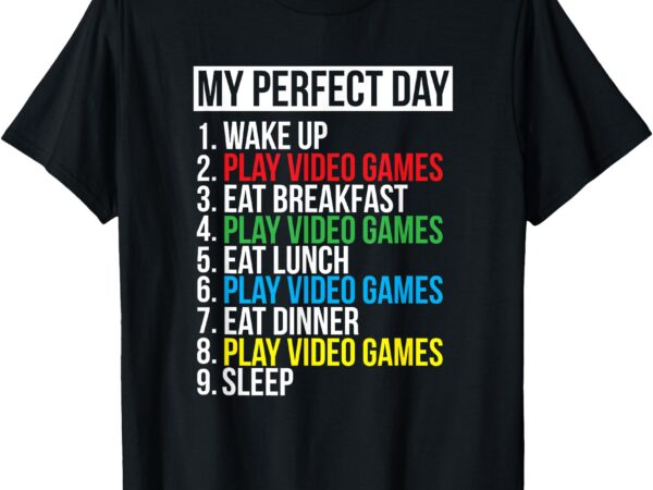 My perfect day_ black classic fit gamer t-shirt, crew neck, short sleeve, polyester & cotton