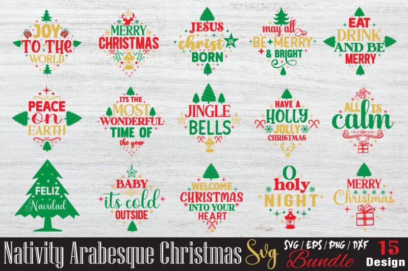 Nativity Arabesque Christmas T-shirt Bundle Nativity Arabesque Christmas Svg Bundle