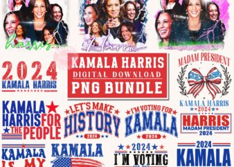 Kamala Harris 2024 PNG Bundle, Prosecutor vs Felon 2024 USA american flag png, Kamala Harris For President 2024 Png, Women’s Power Komma la