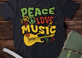 Peace Love Music Guitar Hippy Flower Power Gift lts-d t shirt illustration