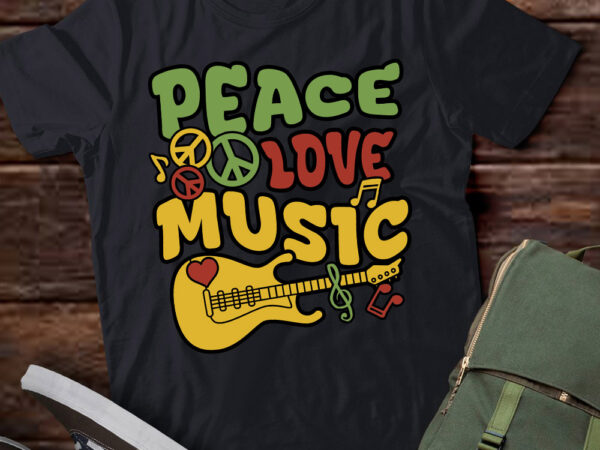 Peace love music guitar hippy flower power gift lts-d t shirt illustration