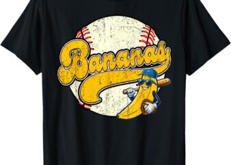 Player T-Shirt Lets Go Bananas Banana Playing Baseball Baseball Player Shirt