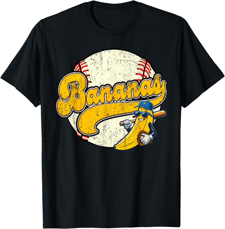 Player T-Shirt Lets Go Bananas Banana Playing Baseball Baseball Player Shirt