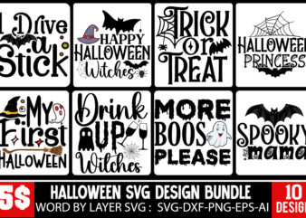 Halloween SVG DEsign Bundle, Halloween T-shirt Design Bundle , Spooky Season SVG, Cute Halloween SVG, Halloween Shirt svg, Ghost svg, Hallo