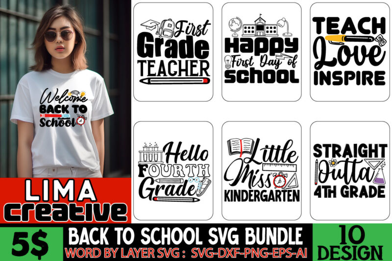 Back To School Mega SVG Bundle ,Back to School Mega Bundle, Kindergarten SVG, First Day Of School SVG, School Png, First/Second/Third Grad