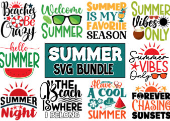 Summer SVG Design Bundle ,Summer Bundle SVG, Beach Svg, Summertime svg, Funny Beach Quotes Svg, Summer Cut Files, Summer Quotes Svg, Svg fil