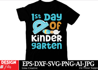 1st Day Of Kinder Garten T-shirt Design, Welcome Back to School Svg, Back to school Shirt Svg, 1st Day of School, School Bus Png, Svg Files