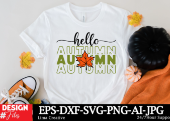 Hello Autumn T-shirt Design, Fall round sign svg bundle, Fall svg bundle, Hello fall svg, Fall welcome sign svg, Hello pumpkin svg, Autumn