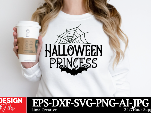 Halloween princess t-shirt design, spooky season svg, cute halloween svg, halloween shirt svg, ghost svg, halloween onesie svg, ghost vibes,