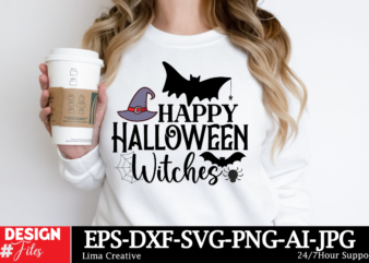 Happy Halloween Witches T-shirt Design, Spooky Season SVG, Cute Halloween SVG, Halloween Shirt svg, Ghost svg, Halloween Onesie svg, Ghost V