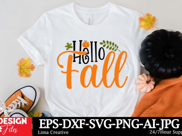 Hello fall t-shirt design, fall round sign svg bundle, fall svg bundle, hello fall svg, fall welcome sign svg, hello pumpkin svg, autumn svg