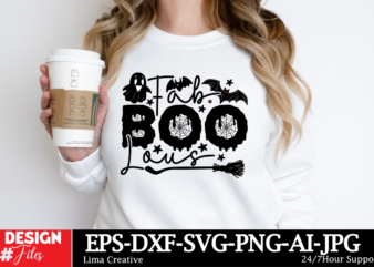 Fab Boo Lous T-shirt Design, Spooky Season SVG, Cute Halloween SVG, Halloween Shirt svg, Ghost svg, Halloween Onesie svg, Ghost Vibes, Hallo