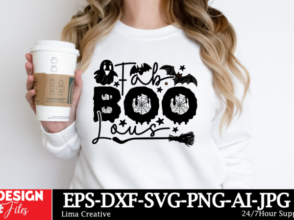 Fab boo lous t-shirt design, spooky season svg, cute halloween svg, halloween shirt svg, ghost svg, halloween onesie svg, ghost vibes, hallo