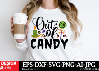 Out Of Candy T-shirt Design, Spooky Season SVG, Cute Halloween SVG, Halloween Shirt svg, Ghost svg, Halloween Onesie svg, Ghost Vibes, Hallo