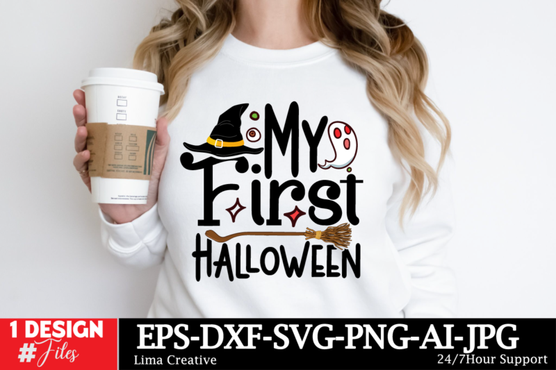 My First Halloween T-shirt Design, Spooky Season SVG, Cute Halloween SVG, Halloween Shirt svg, Ghost svg, Halloween Onesie svg, Ghost Vibes,