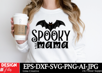 Spooky Mama T-shirt Design, Spooky Season SVG, Cute Halloween SVG, Halloween Shirt svg, Ghost svg, Halloween Onesie svg, Ghost Vibes, Hallow