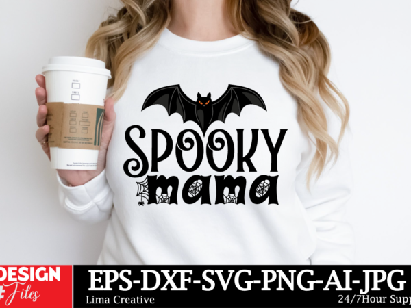 Spooky mama t-shirt design, spooky season svg, cute halloween svg, halloween shirt svg, ghost svg, halloween onesie svg, ghost vibes, hallow