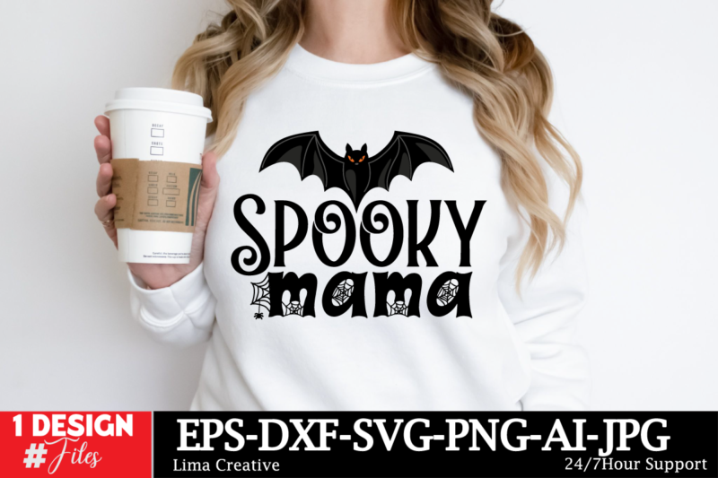 Spooky Mama T-shirt Design, Spooky Season SVG, Cute Halloween SVG, Halloween Shirt svg, Ghost svg, Halloween Onesie svg, Ghost Vibes, Hallow