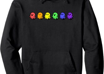 Pride Halloween Rainbow Ghost Spooky Season Graphic Pullover Hoodie