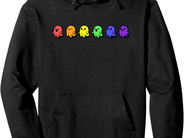 Pride halloween rainbow ghost spooky season graphic pullover hoodie