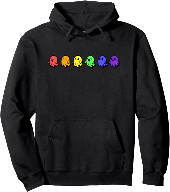 Pride Halloween Rainbow Ghost Spooky Season Graphic Pullover Hoodie