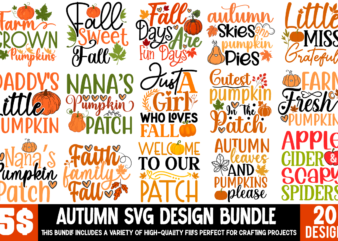 Autumn SVG Bundle,20 Fall Quotes Bundle, Autumn Sublimation Bundle, Autumn T-shirt Design Bundle, Fall Retro PNG, Autumn Silhoutee,