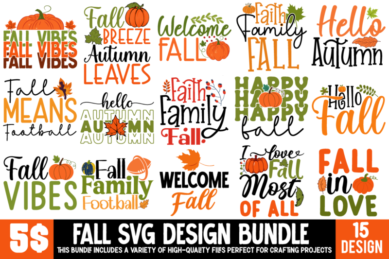 Fall SVG Bundle, Fall T-shirt Design Bundle, Fall round sign svg bundle, Fall svg bundle, Hello fall svg, Fall welcome sign svg, Hello pumpk