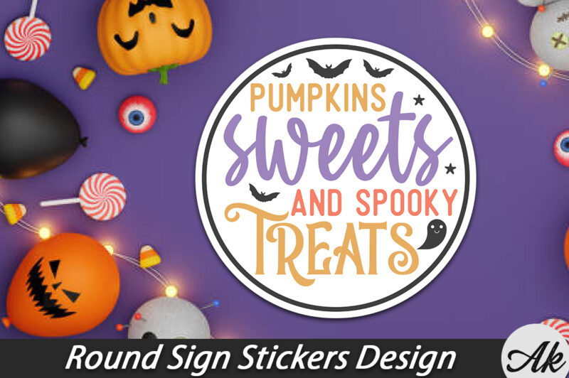 Halloween Round Sign Stickers Bundle