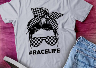 Race Life Messy Bun Dirt Track Racing Girl Race Wife lts-d